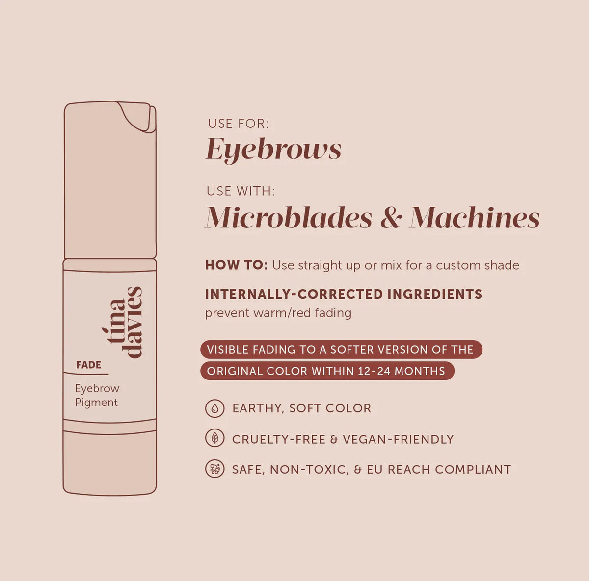 Tina Davies FADE Eyebrow Pigments - Medium Warm Auburn 15ml