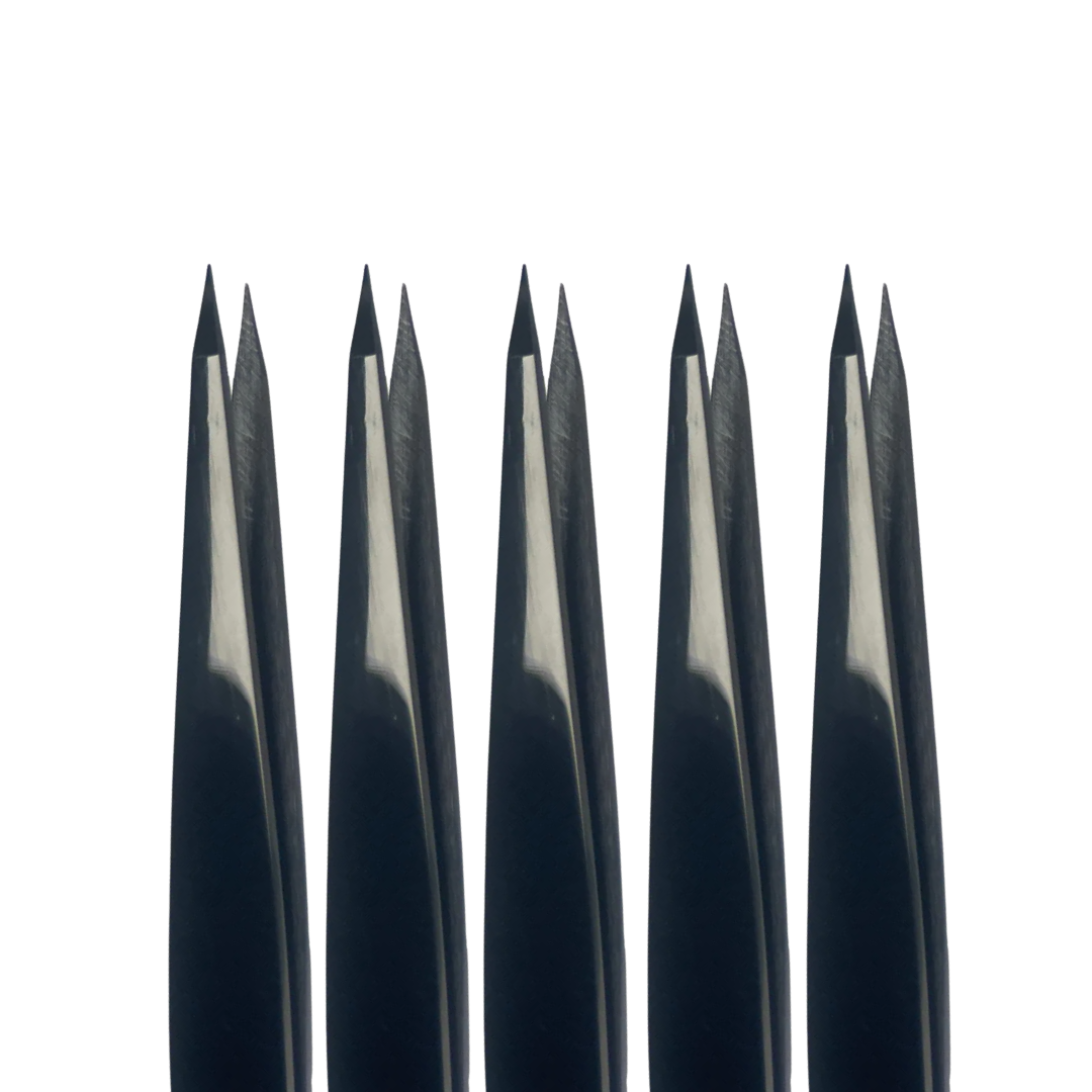 Browshop Professional Tweezer - Fine Point Black Plasma (Wholesale 5 pack, RRP $29.99)