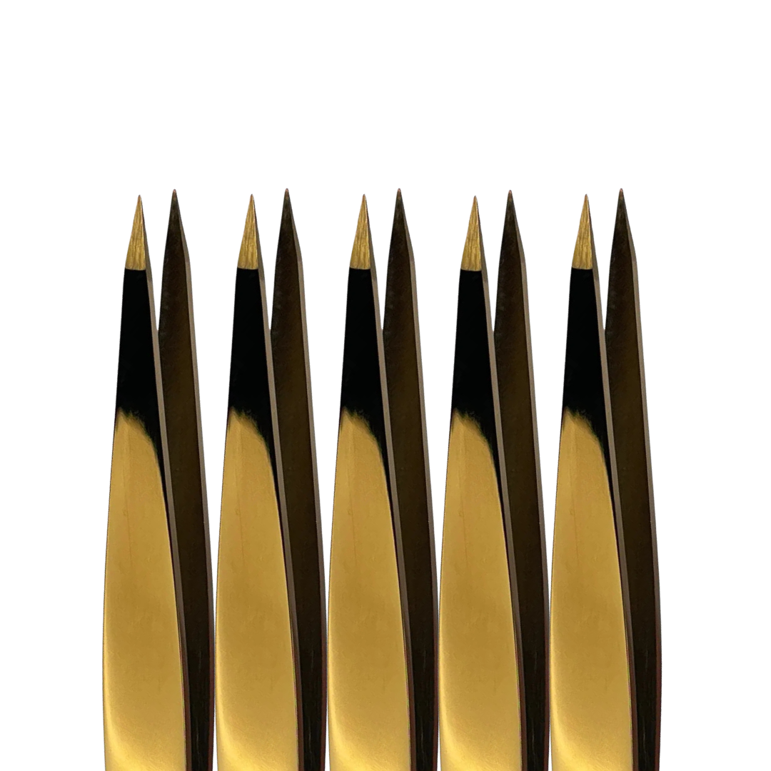 Browshop Professional Tweezer - Fine Point Gold (Wholesale 5 pack, RRP $29.99)