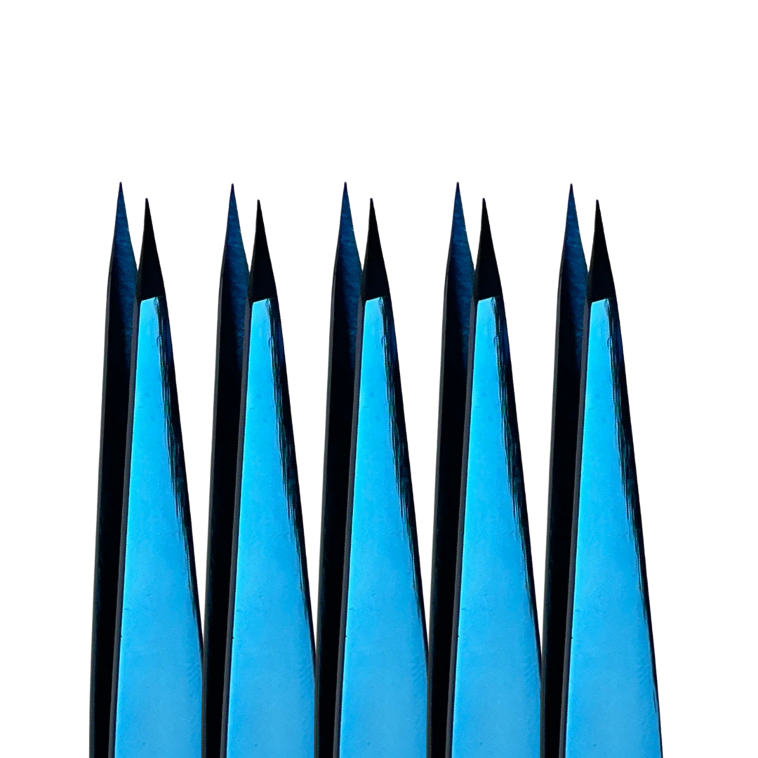 Browshop Professional Tweezer - Fine Point Blue Plasma (Wholesale 5 pack, RRP $29.99)