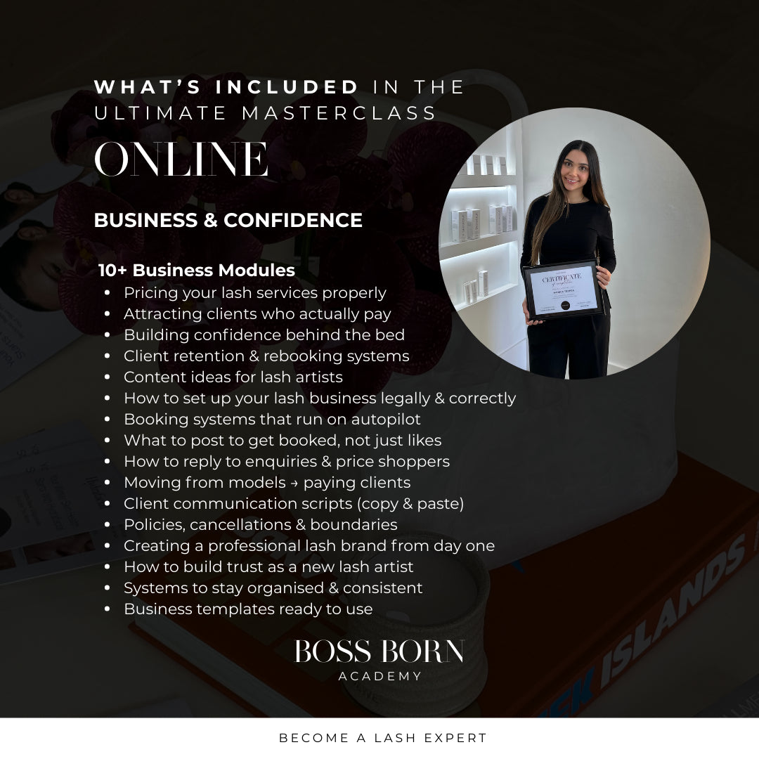 Boss Born Academy - Beginner Lash Extension Mastery + Business Online Course