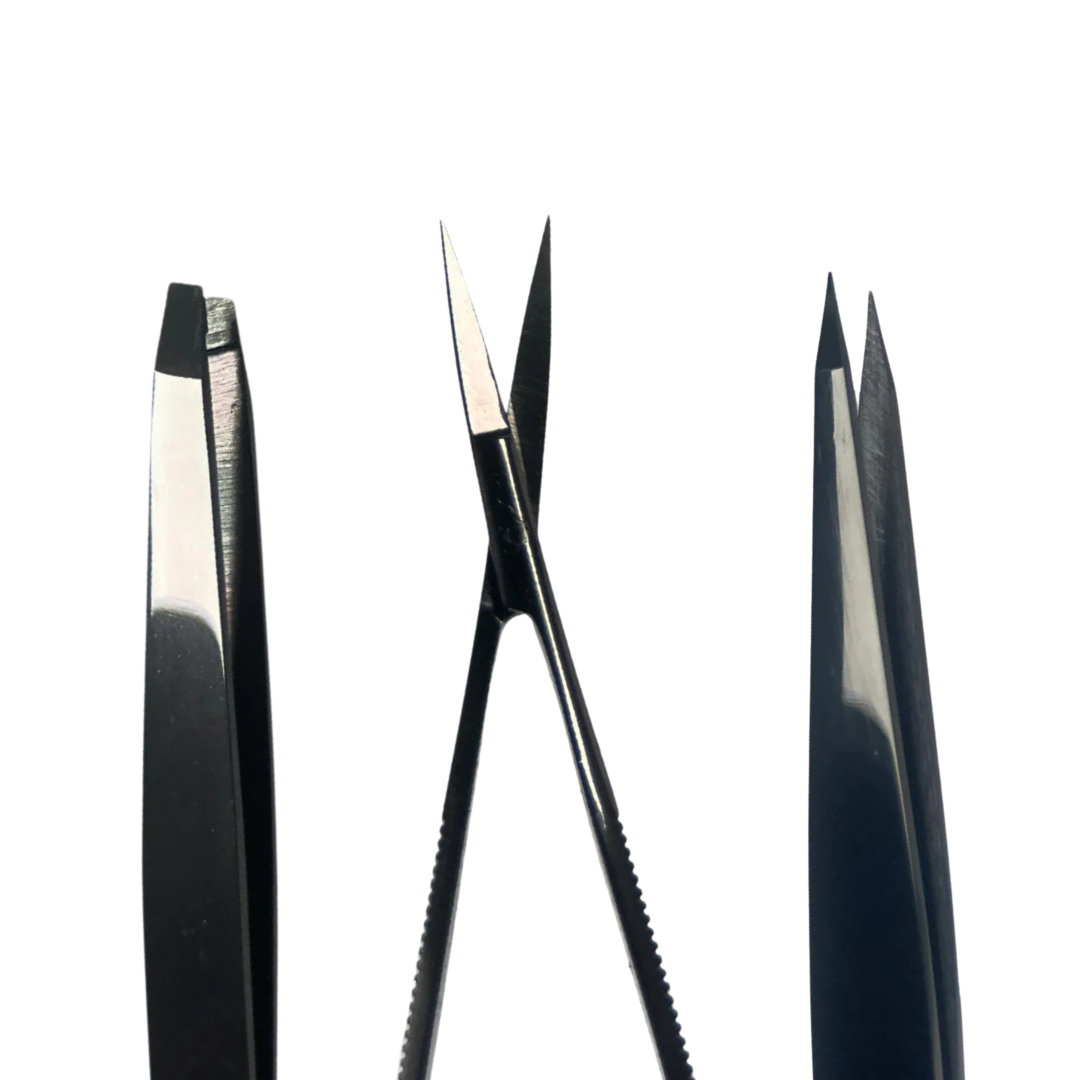 Browshop Professional Tweezer & Scissor Set - Black Plasma