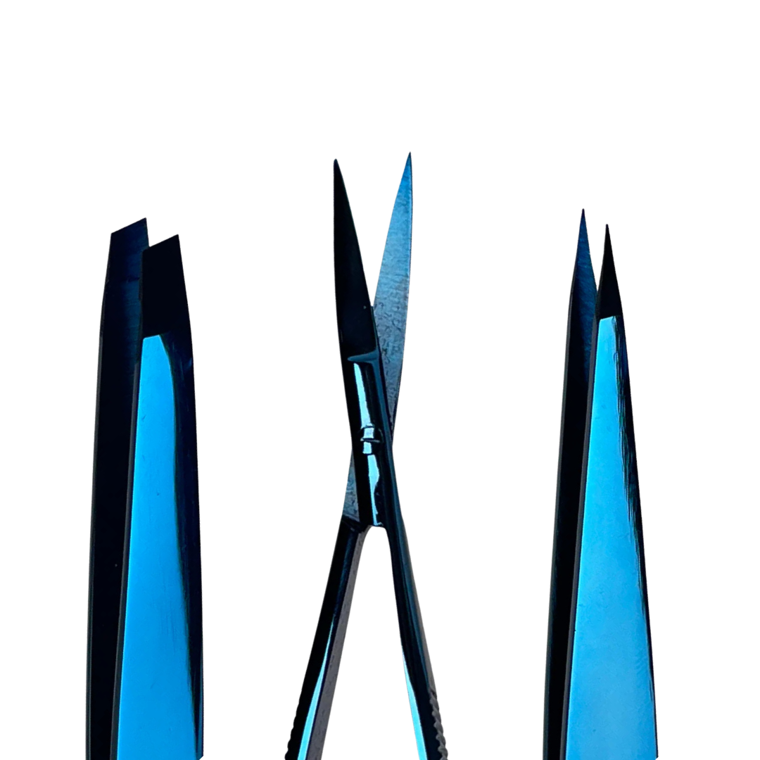 Browshop Professional Tweezer & Scissor Set - Blue Plasma