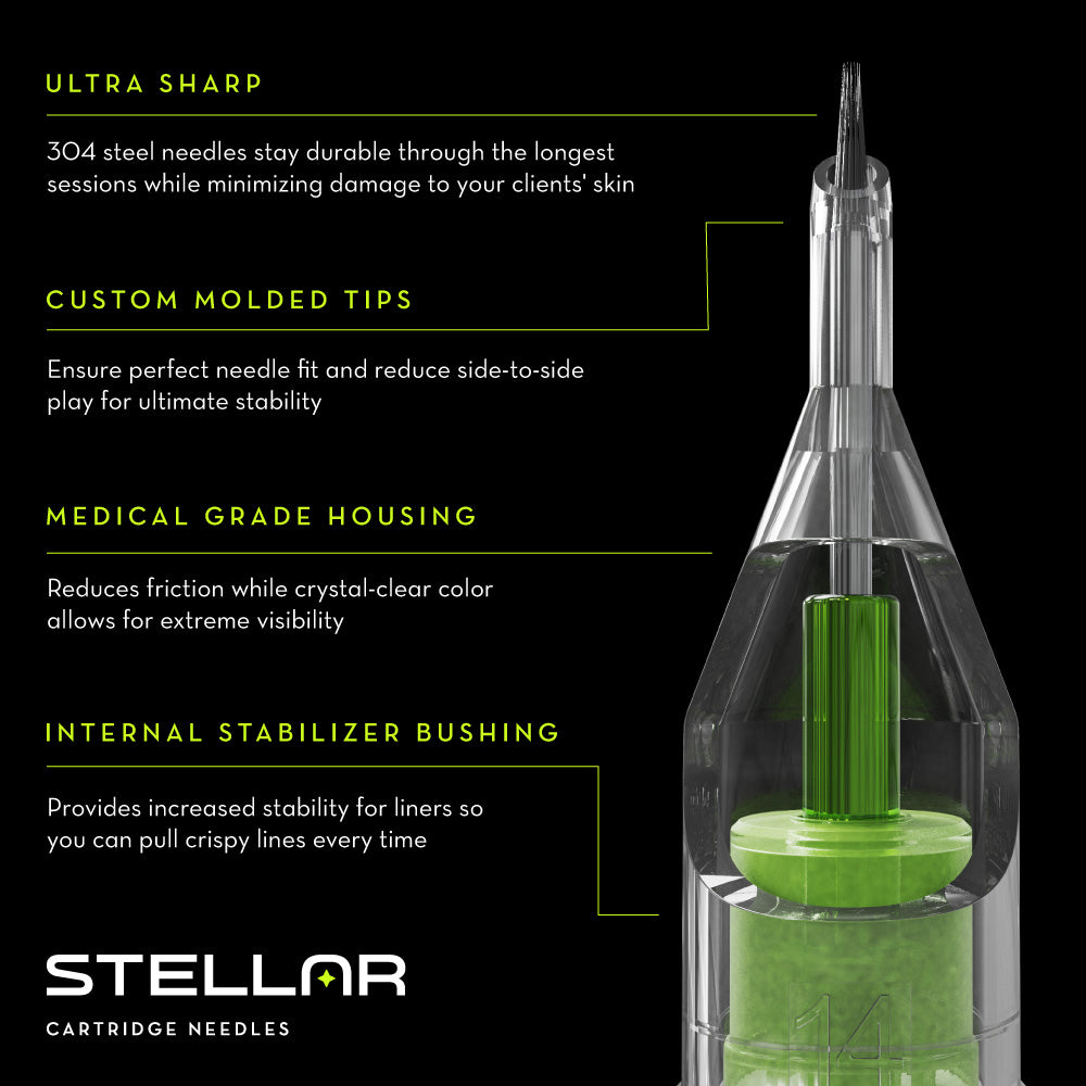 Stellar 2.0 Cartridges - 5 Round Shader Extra Long Taper (Choose your size)