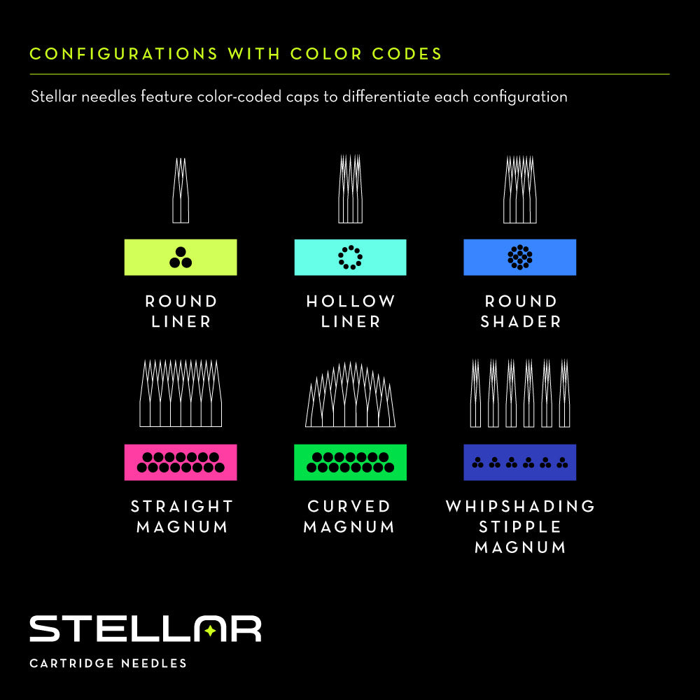 Stellar 2.0 Cartridges - 5 Round Shader Extra Long Taper (Choose your size)