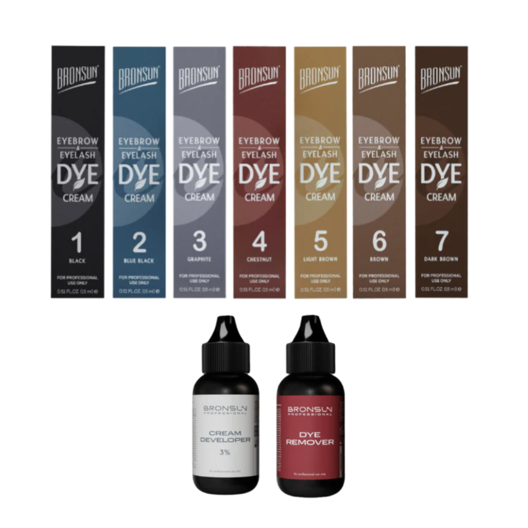 BRONSUN - Eyebrow and Eyelash Cream Dye Kit with Developer and Remover