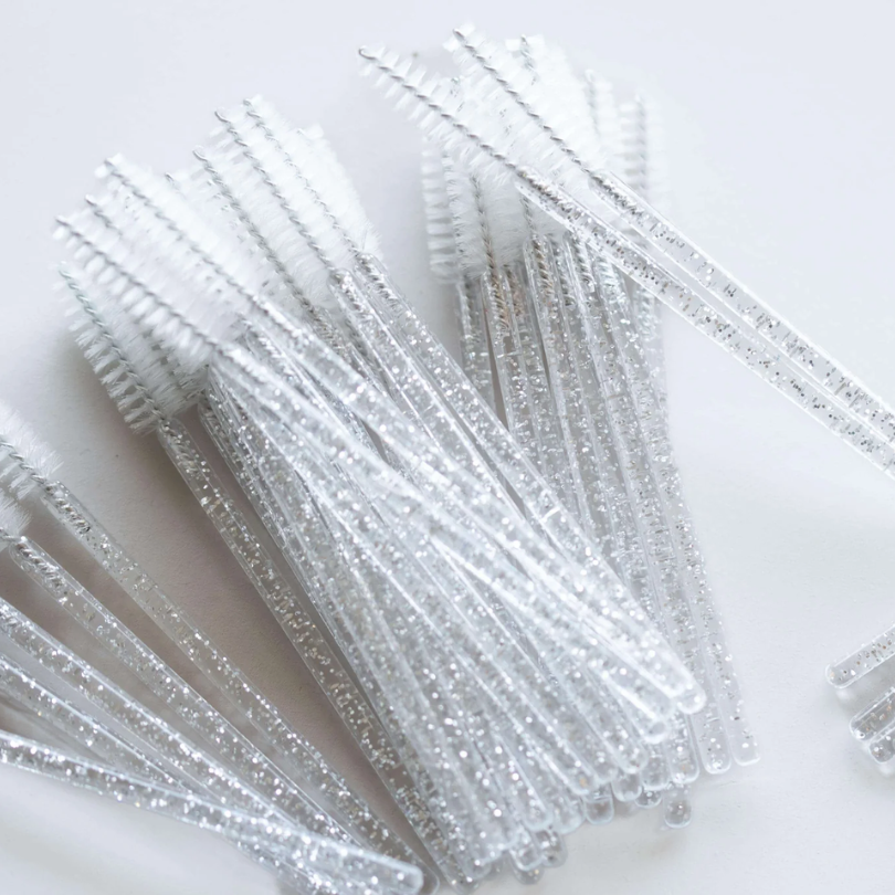 Disposable Glitter Mascara Wands - White (50pcs)