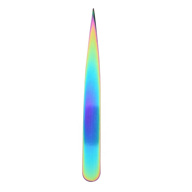Browshop Professional Tweezer - Fine Point Holographic Rainbow (Wholesale 5 pack, RRP $29.99)