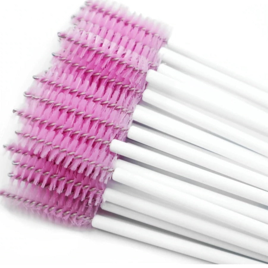 Disposable Mascara Wands - White & Pink (50pcs)