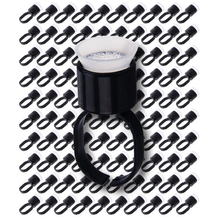 Pigment Cup Rings with Sponge - Sterile (100 pcs) YIJT Microblading Cosmetic Tattoo SPMU PMU