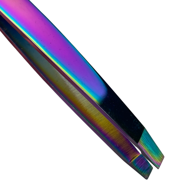 Browshop Professional Tweezer - Slanted Rainbow Holographic