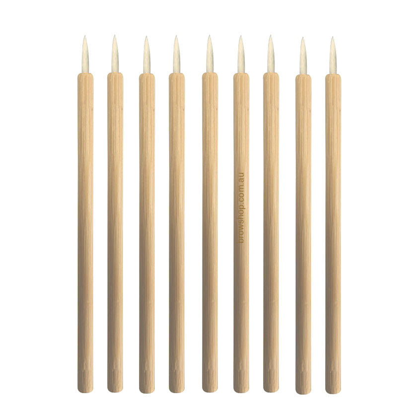 Eco-Friendly Bamboo Fine Eyeliner & Eyebrow Brushes - 50 pcs
