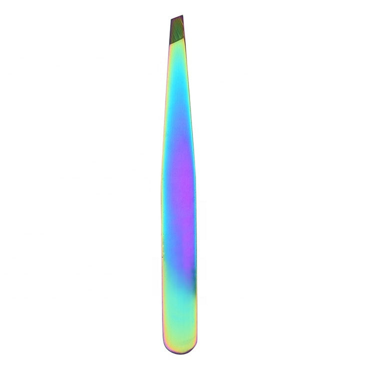 Browshop Professional Tweezer - Slanted Rainbow Holographic