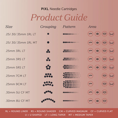 Tina Davies PIXL Cartridges 1 Round Liner 0.35mm (10 pcs) (.35mm 1RL MT) Medium Taper