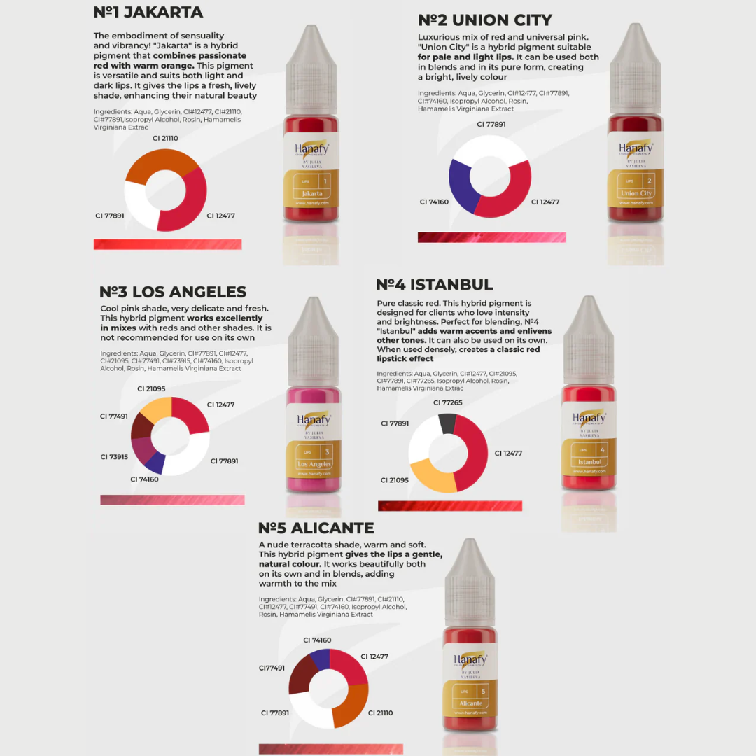 Hanafy - PASSION Lip Pigment Set, 5 x 10ml