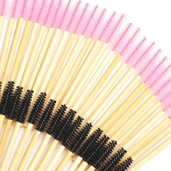 Eco-Friendly Bamboo Mascara Wands - Pink (50pcs)