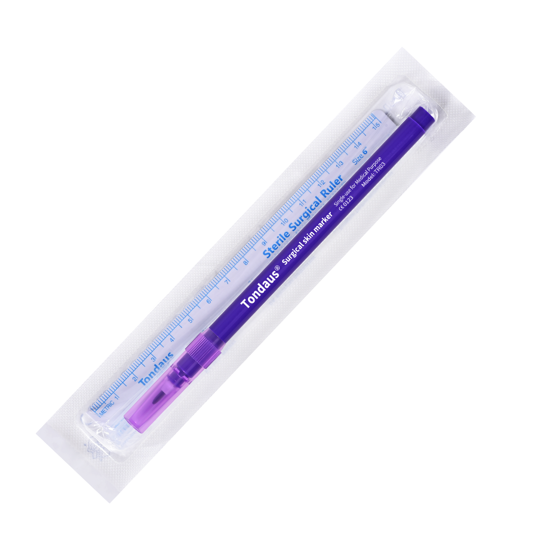 Sterile Surgical Marker with Ruler- PURPLE (0.5mm Tip)