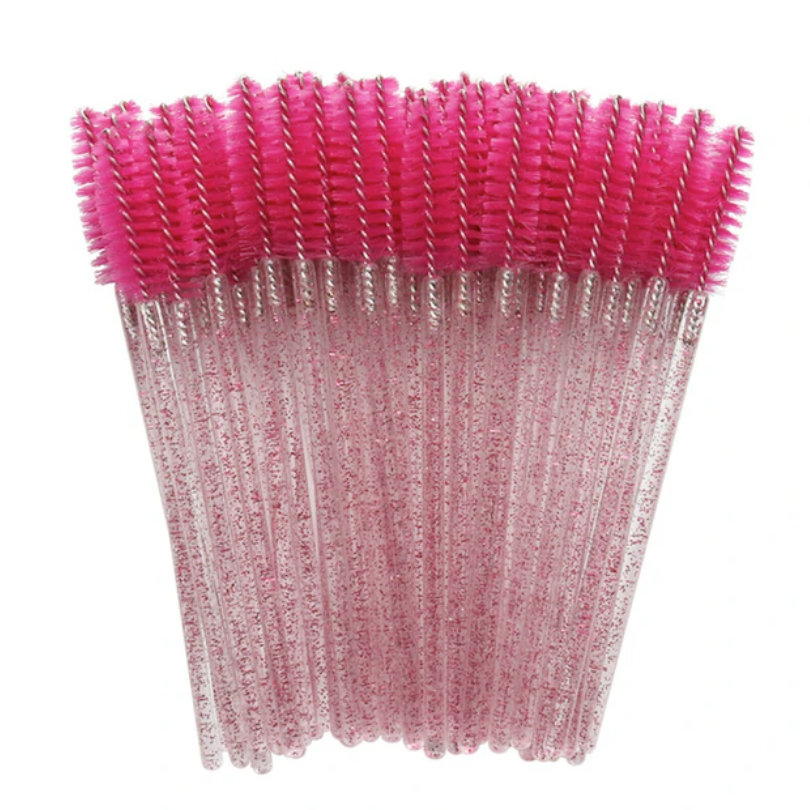 Glitter Mascara Wands/Spoolies - Dark Pink (50/250/500pcs)