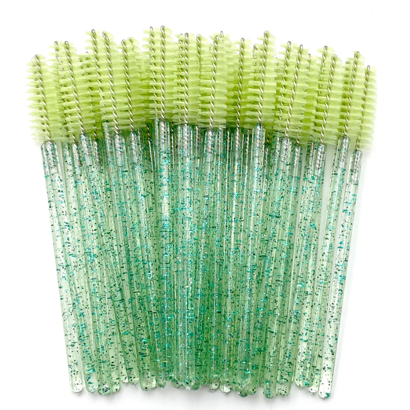 Glitter Mascara Wands/Spoolies - Green (50/250/500pcs)