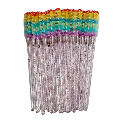 Glitter Mascara Wands/Spoolies - Rainbow Tip (50/250/500pcs)