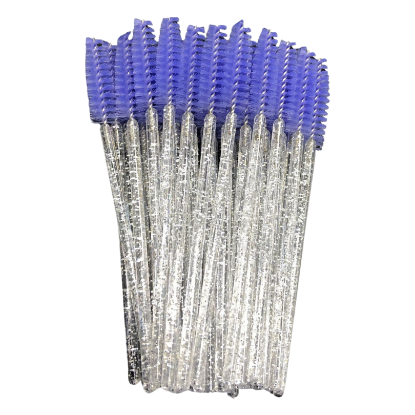 Glitter Mascara Wands/Spoolies - Silver w/Purple (50/250/500pcs)