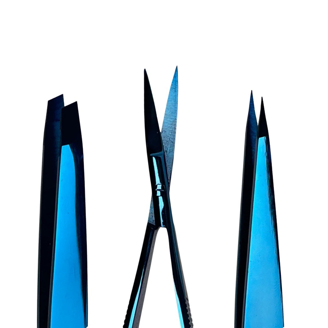 Browshop Professional Tweezer &amp; Scissor Set - Blue Plasma