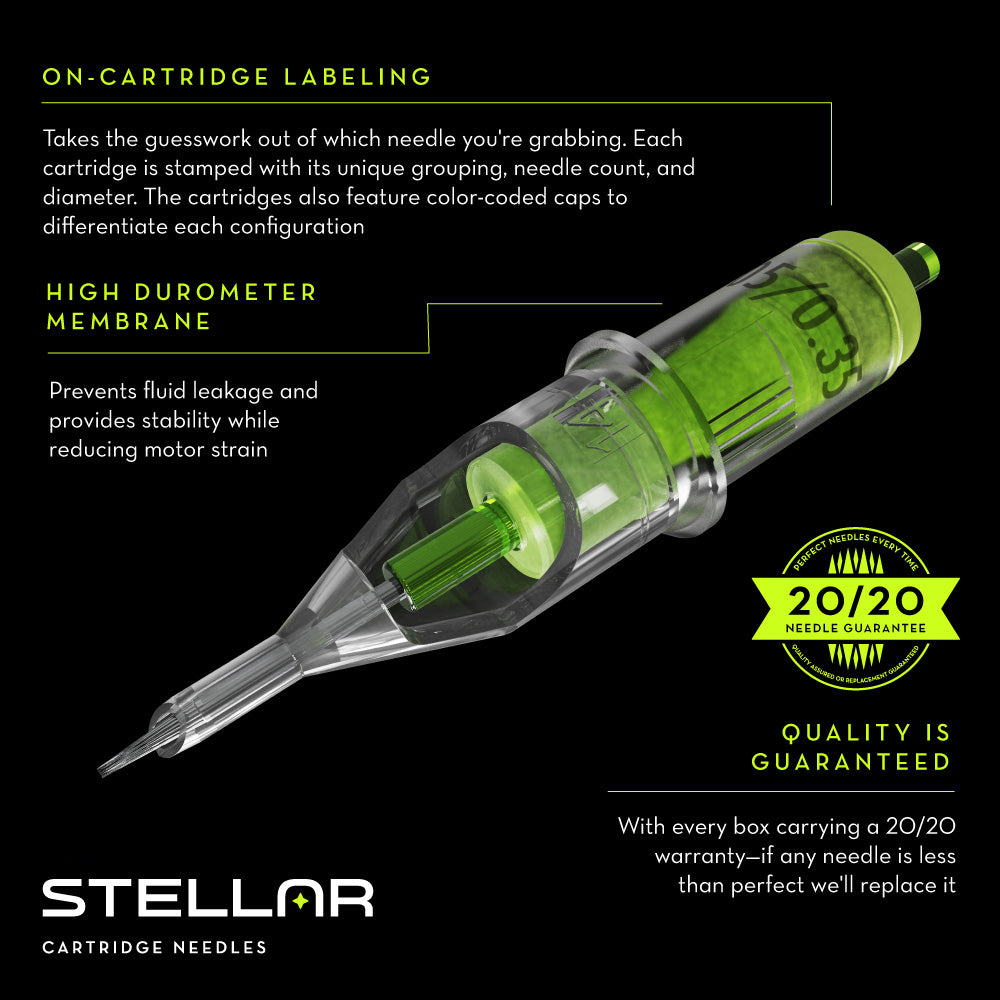 Stellar 2.0 Cartridges - 5 Round Shader Extra Long Taper (Choose your size)