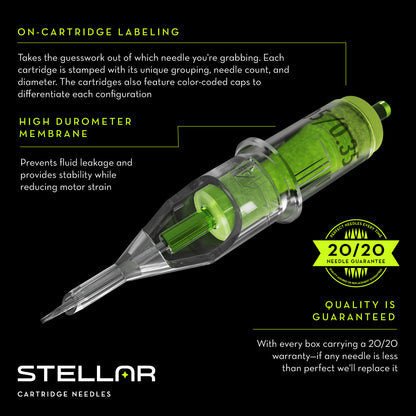 Stellar 2.0 Cartridges - 3 Round Shader Extra Long Taper (Choose your size)