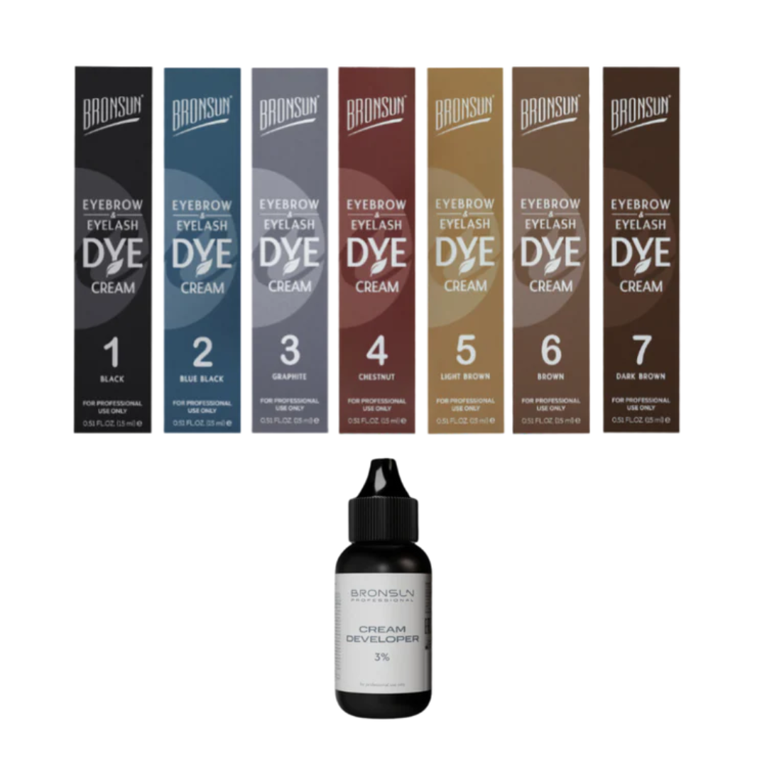 BRONSUN - Eyebrow and Eyelash Cream Dye Kit with Developer