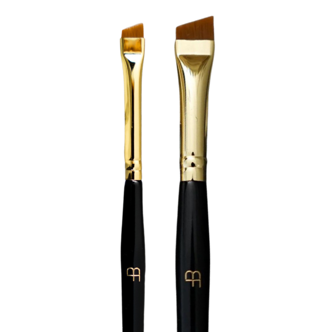 Browfection Beauty Angled Brush 2pc Set - Black/Gold