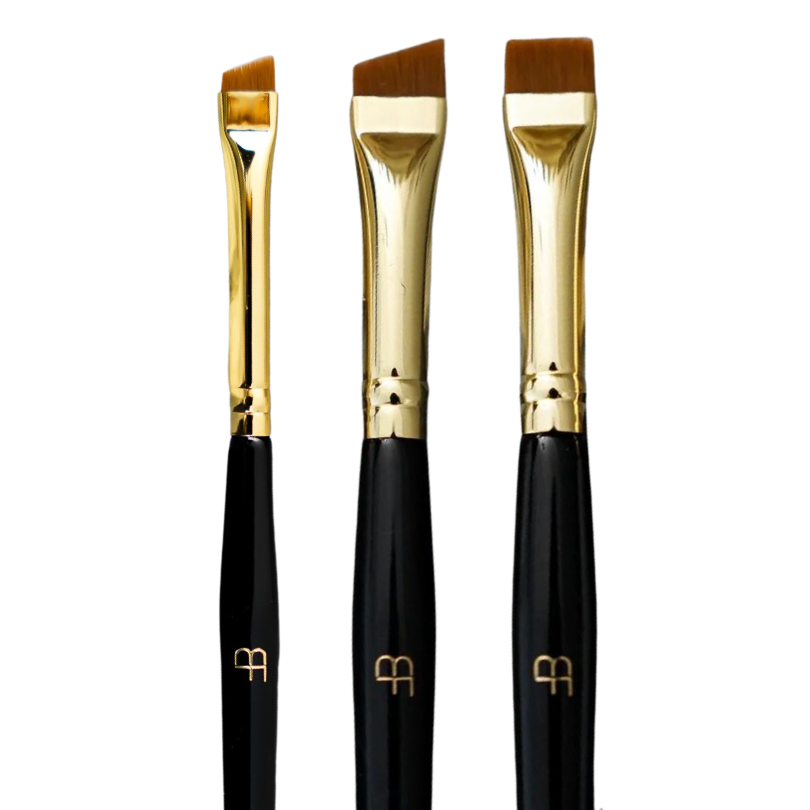 Browfection Beauty Brush 3pc Set - Black/Gold