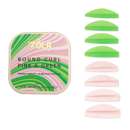 Zola Round Curl Pink &amp; Green Lash Lift Shields - 8 Pairs