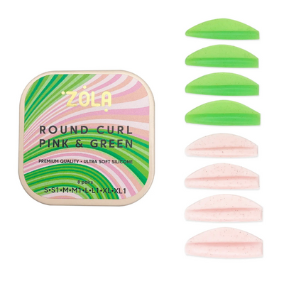 Zola Round Curl Pink & Green Lash Lift Shields - 8 Pairs