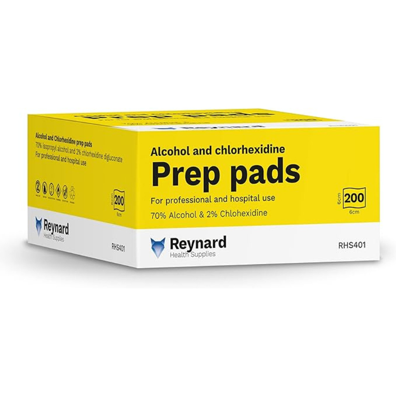 Alcohol &amp; Chlorhexidine Prep Pads - 6 x 6 cm (200 pcs)