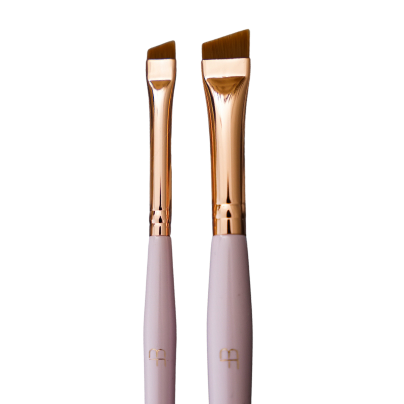 Browfection Beauty Angled Brush 2pc Set - Pink/Gold