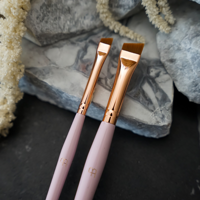 Browfection Beauty Angled Brush 2pc Set - Pink/Gold