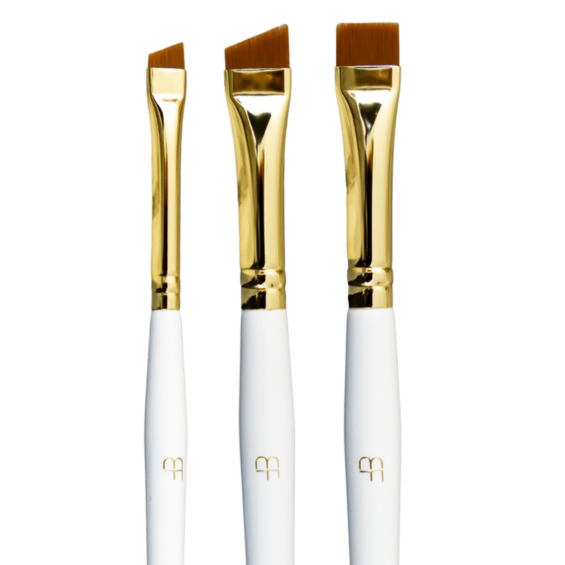 Browfection Beauty Brush 3pc Set - White/Gold