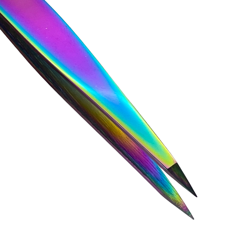 Browshop Professional Tweezer - Fine Point Holographic Rainbow (Wholesale 5 pack, RRP $29.99)