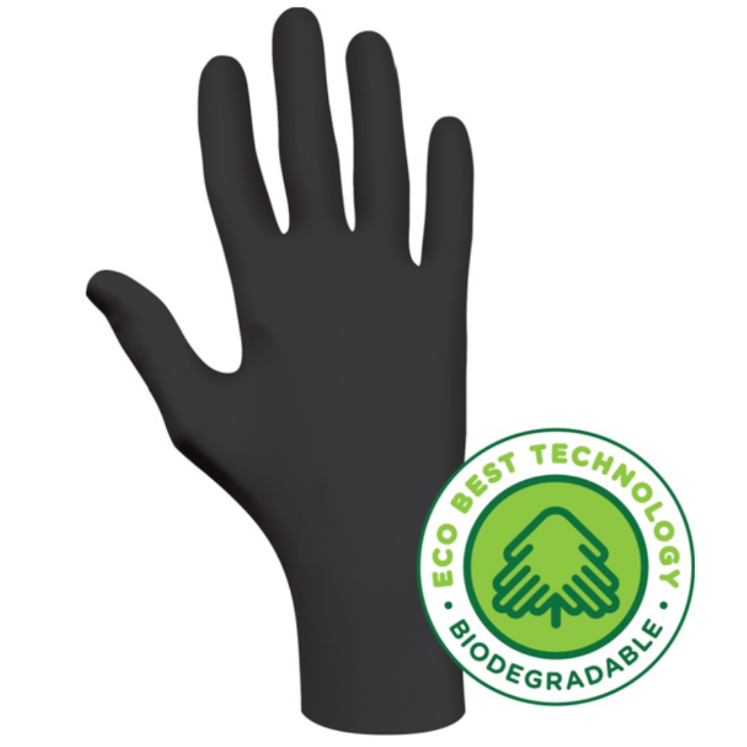 Disposable Biodegradable Nitrile Gloves - BLACK - XL