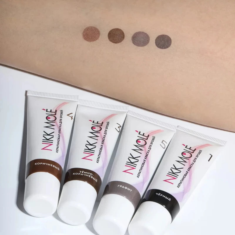 NIKK MOLE - Keratin Dye for Eyebrows and Eyelashes (Kit, 4 Colours + Oxidant)