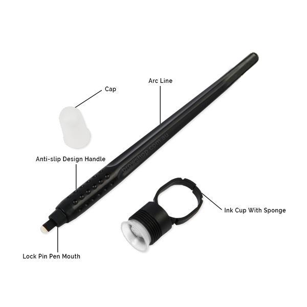 Black Disposable Hand Tool - with Pigment Cup Ring &amp; Sponge (Choose your size) LB Microblading Cosmetic Tattoo SPMU PMU