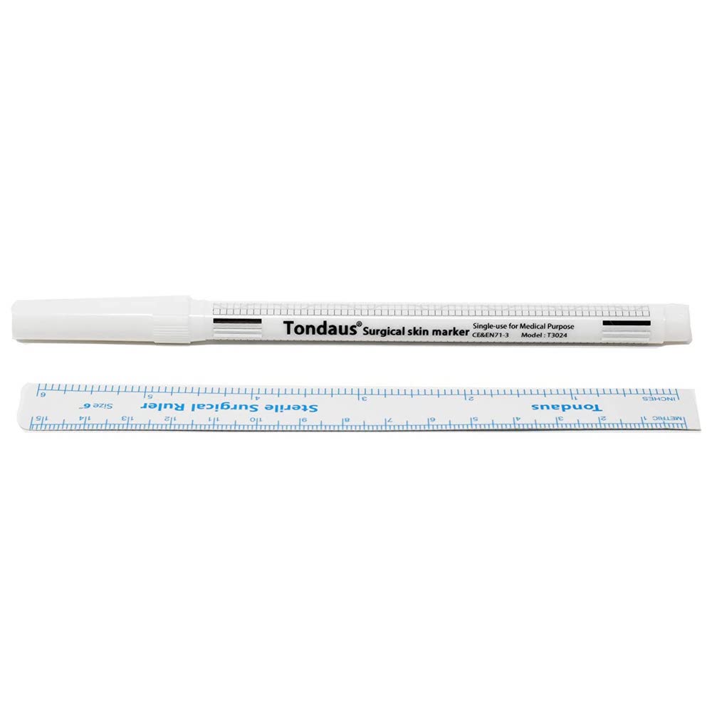 Sterile Surgical Marker with Ruler - WHITE (1mm tip)