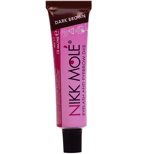 Nikk Mole Permanent Dye For Eyelashes &amp; Brows - Dark Brown 15ml