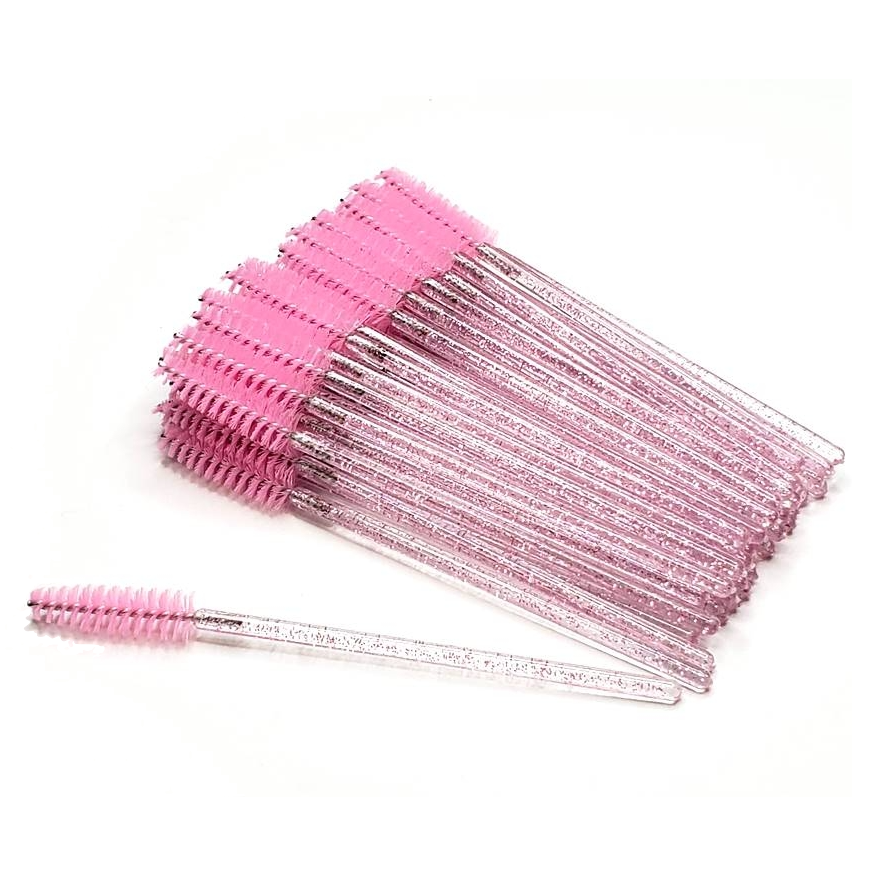 Glitter Mascara Wands/Spoolies - Baby Pink  (50/250/500pcs)