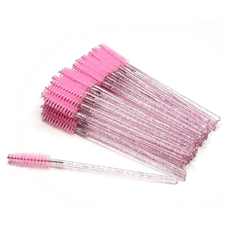 Glitter Mascara Wands/Spoolies - Pink  (50/500pcs)