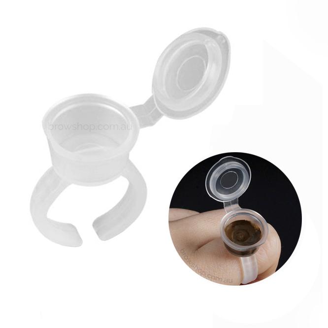 Pigment Cup Rings with Lids (100 pcs) YIJT Microblading Cosmetic Tattoo SPMU PMU