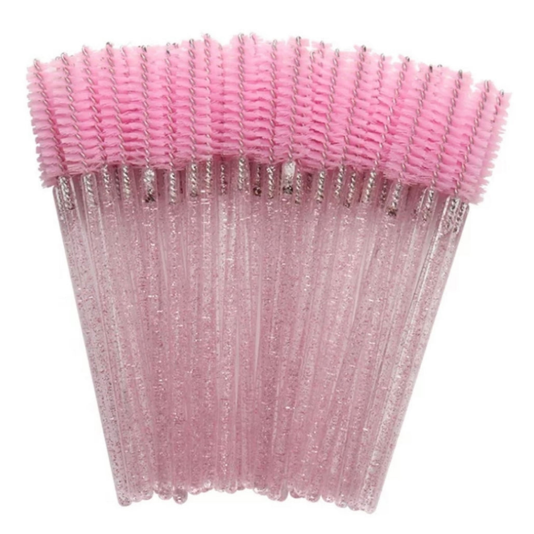 Glitter Mascara Wands/Spoolies - Baby Pink  (50/250/500pcs)