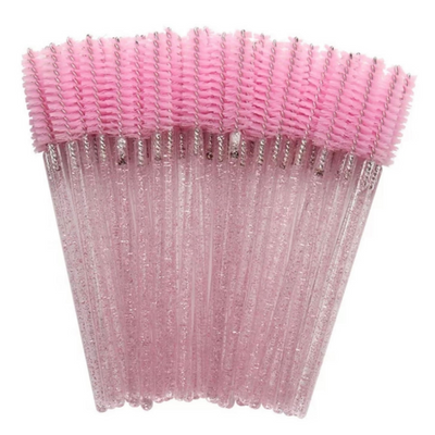 Glitter Mascara Wands/Spoolies - Pink  (50/500pcs)