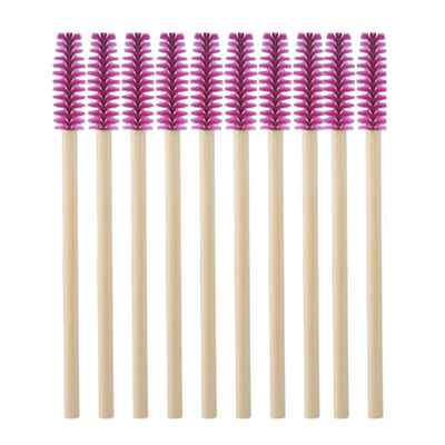 Eco-Friendly Bamboo Mascara Wands/Spoolies - Hot Pink (50/500pcs)