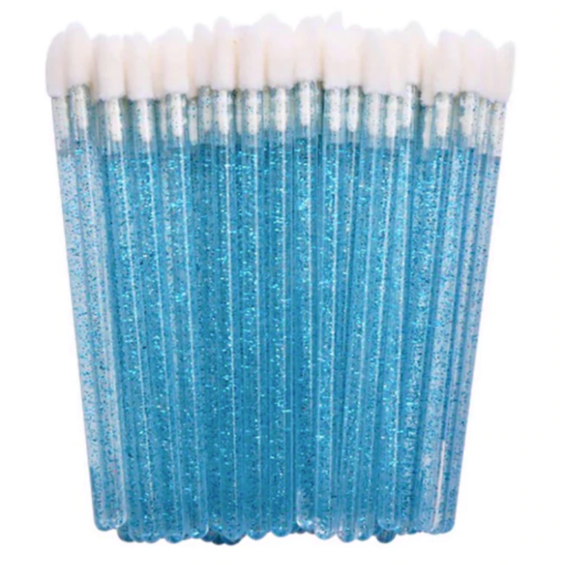 Doe Foot Lip Applicators - Glitter Blue (50/250/500pcs)